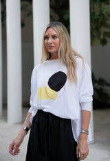 Pima Cotton "Solar" Luxury Boxy Tee - As Shown - PLANET by Lauren G - Flyclothing LLC