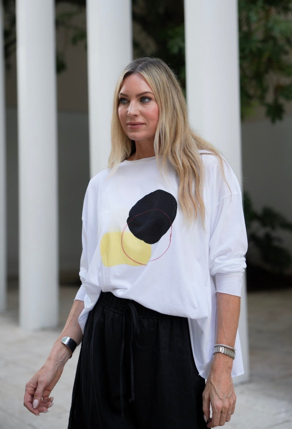 Pima Cotton "Solar" Luxury Boxy Tee - As Shown - PLANET by Lauren G - Flyclothing LLC