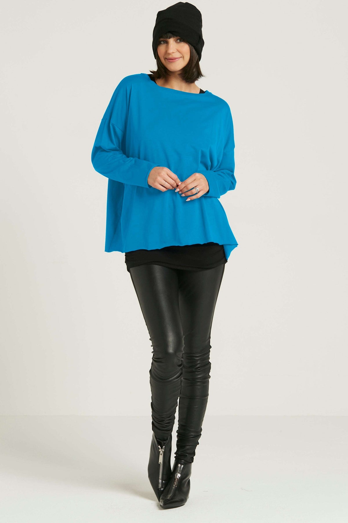 Pima Cotton Luxury Boxy T-Shirt - Lake - PLANET by Lauren G - Flyclothing LLC