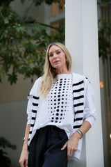 Pima Cotton Dot Dot Dot Luxury Boxy T-Shirt - White/Black