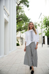 Pima Cotton Dot Dot Dot Luxury Boxy T-Shirt - White/Black - PLANET by Lauren G - Flyclothing LLC