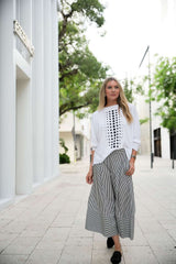 Pima Cotton Dot Dot Dot Luxury Boxy T-Shirt - White/Black