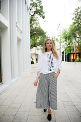 Pima Cotton Dot Dot Dot Luxury Boxy T-Shirt - White/Black - PLANET by Lauren G - Flyclothing LLC