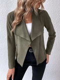 Collared Neck Long Sleeve Jacket - Trendsi - Flyclothing LLC