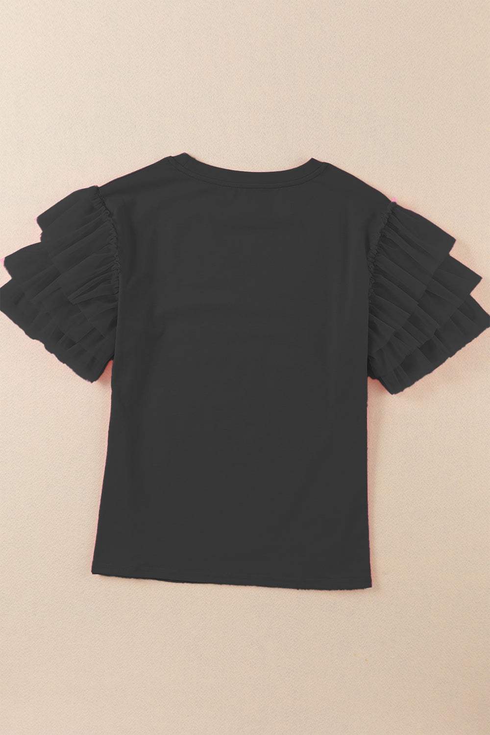 Ruffled Round Neck Short Sleeve Blouse - Trendsi - Flyclothing LLC