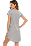 Graphic Round Neck Short Sleeve Lounge Dress - Trendsi