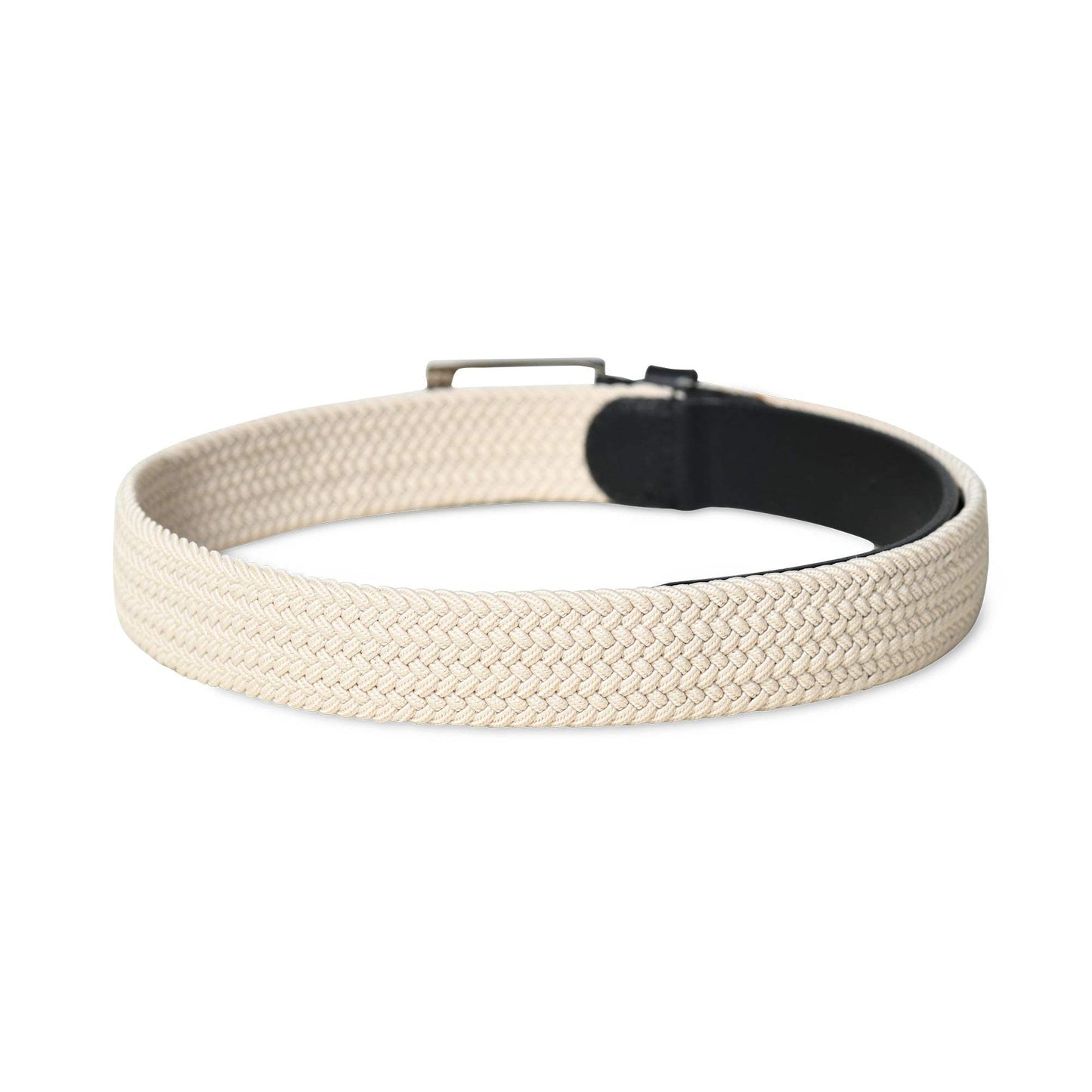 Cream & Black Braided Canvas Leather Belt - Classy Leather Bags - Flyclothing LLC