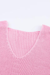 V-Neck Drop Shoulder Sweater - Trendsi - Flyclothing LLC