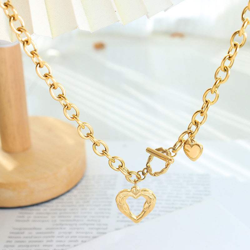 Titanium Steel Heart Pendant Necklace - Trendsi - Flyclothing LLC