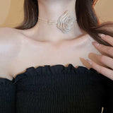 3D Rose Alloy Buckle Necklace - Trendsi - Flyclothing LLC