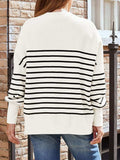 Striped Round Neck Long Sleeve Sweatshirt - Trendsi - Flyclothing LLC