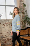 Sew In Love Full Size Contrast Stripes Long Sleeve Sweater - Trendsi