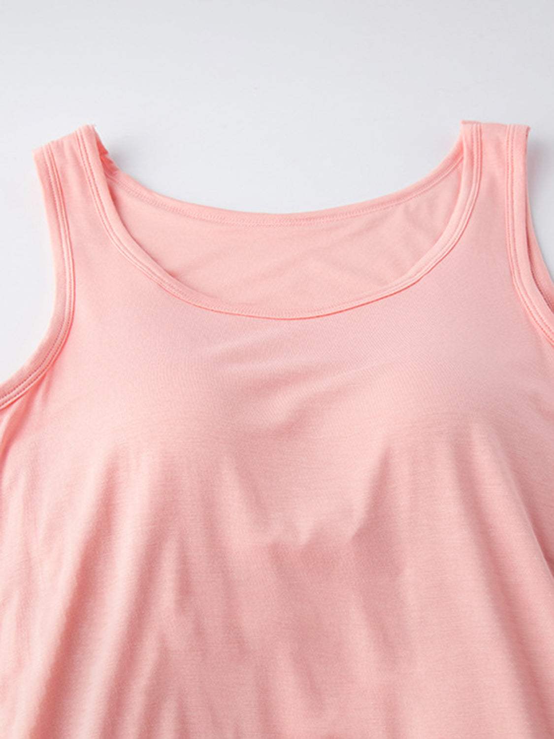 Round Neck Wide Strap Mini Tank Dress with Bra - Trendsi - Flyclothing LLC