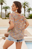 Double Take Openwork Round Neck Short Sleeve Knit Cover Up - Trendsi - Flyclothing LLC