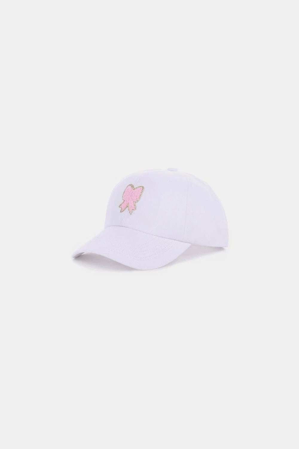 Zenana Ribbon Bow Chenille Patch Baseball Cap - Trendsi - Flyclothing LLC