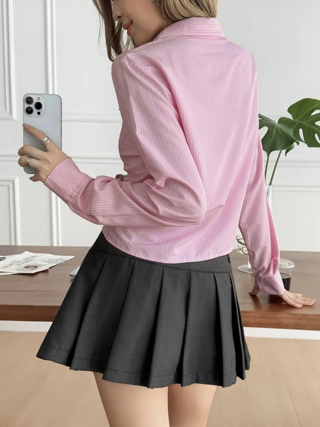 Striped Button-Up Long Sleeve Shirt - Trendsi - Flyclothing LLC