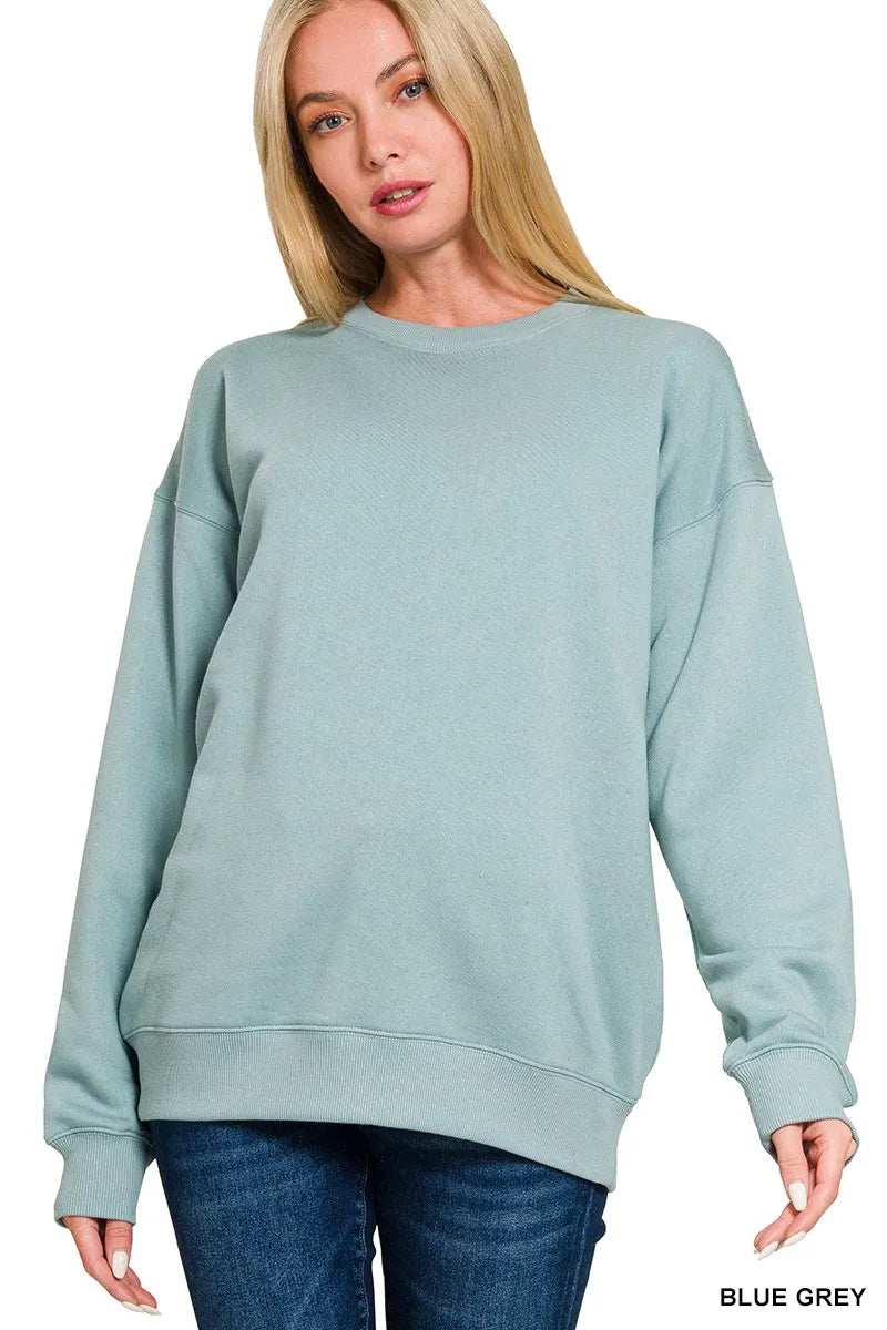 Zenana Fleece Round Neck Sweatshirts - Trendsi - Flyclothing LLC