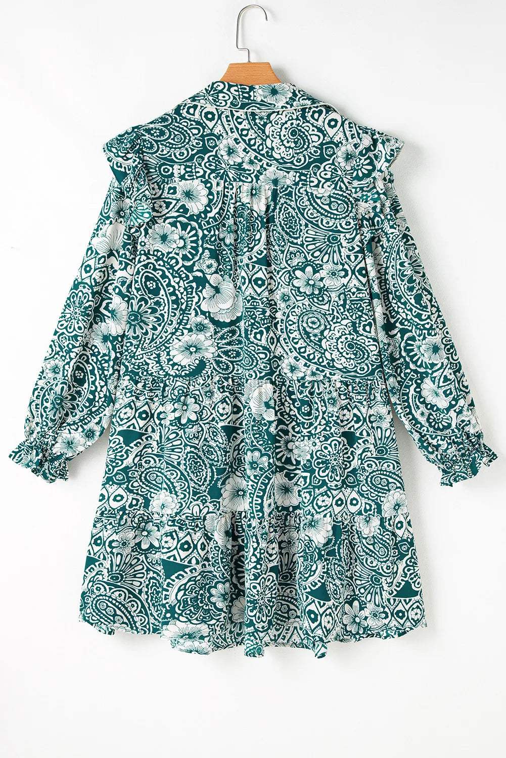Plus Size Ruffled Printed Flounce Sleeve Dress - Trendsi - Flyclothing LLC