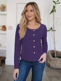 Button Up Round Neck Long Sleeve Cardigan - Trendsi - Flyclothing LLC