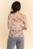 Davi & Dani Floral Print Mesh Long Sleeve Layering Top - Trendsi
