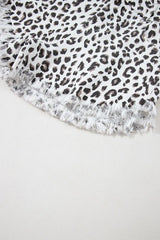 Leopard Frayed Hem Denim Shorts - Trendsi - Flyclothing LLC