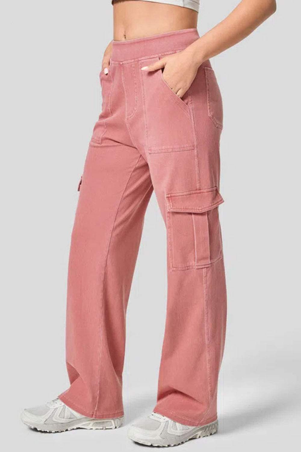 High Waist Straight Leg Cargo Jeans - Trendsi - Flyclothing LLC