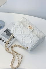 Raw Hem Denim Crossbody Bag - Trendsi