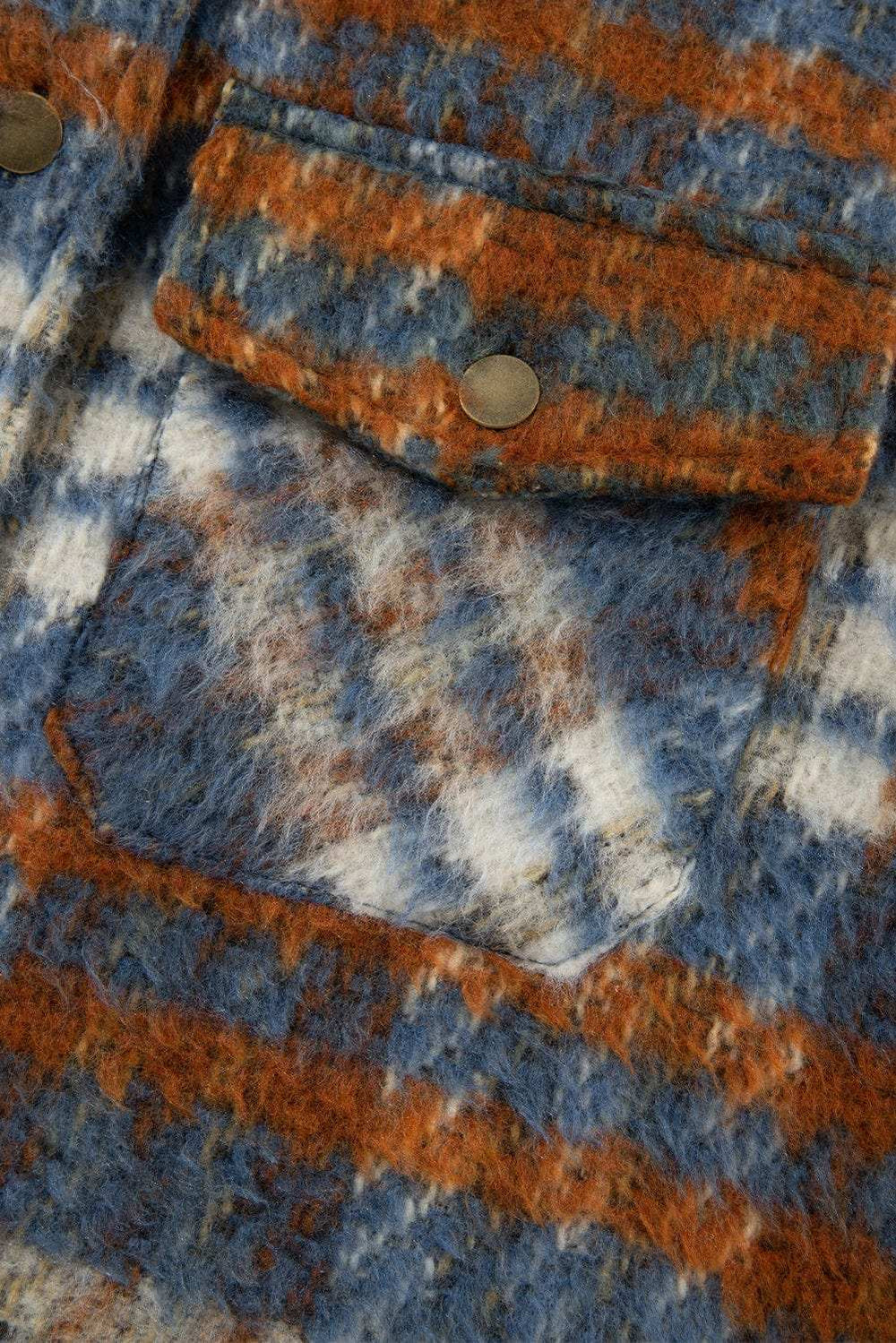 Plaid Collared Neck Jacket with Chest Pockets - Trendsi - Flyclothing LLC