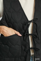 Umgee Heart Quilted Tie-Front Vest - Trendsi - Flyclothing LLC