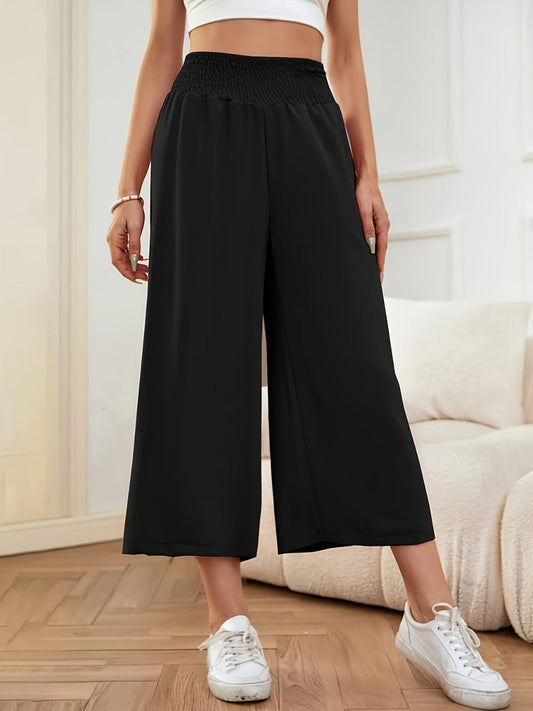 Elastic Waist Wide Leg Pants - Trendsi