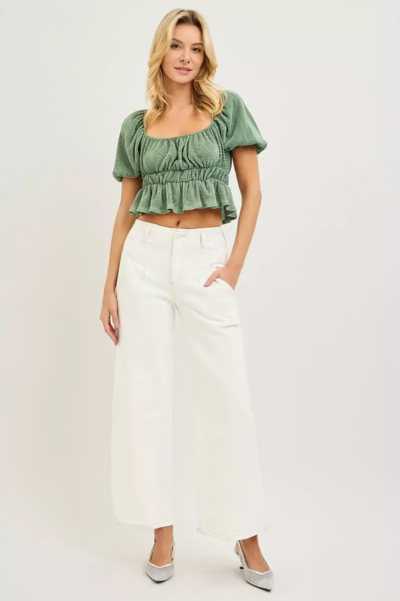 RISEN High Rise Ankle Wide Pants - Trendsi - Flyclothing LLC