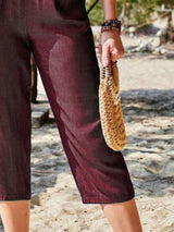 Pocketed Elastic Waist Capris - Trendsi - Flyclothing LLC