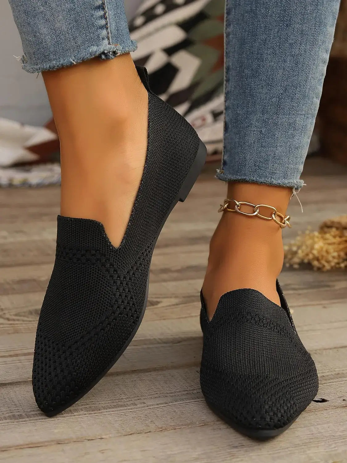 Point Toe Mesh Flats Slip-Ons - Trendsi - Flyclothing LLC