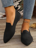Point Toe Mesh Flats Slip-Ons - Trendsi