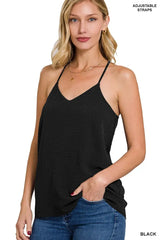 Zenana Woven Airflow Adjustable Strap V-Neck Cami - Trendsi - Flyclothing LLC