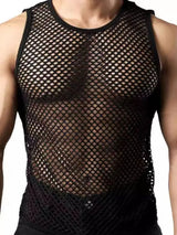 Men's Openwork Round Neck Tank - Trendsi - Flyclothing LLC