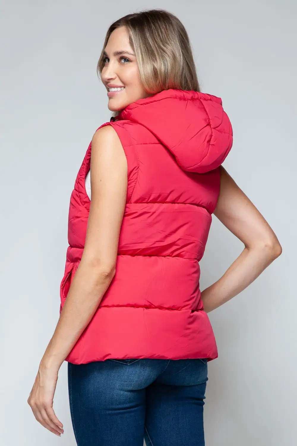 Snobbish Snap and Zip Closure Hooded Vest - Trendsi - Flyclothing LLC