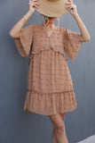 Swiss Dot V-Neck Flutter Sleeve Mini Dress - Trendsi