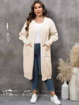 Plus Size Long Sleeve Pocketed Cardigan - Trendsi - Flyclothing LLC