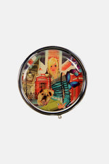 Nicole Lee USA Print Metallic Circular Small Pill Case - Trendsi - Flyclothing LLC
