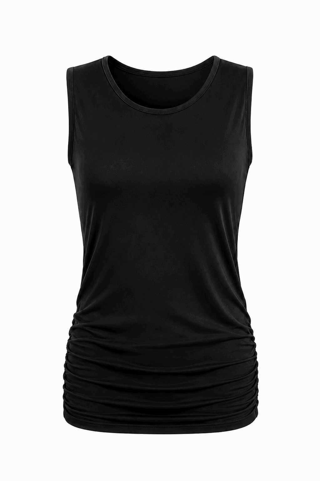 Cotton Lycra Ruche Tank - Black - PLANET by Lauren G - Flyclothing LLC