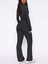 V-Neck Long Sleeve Top and Pants Set - Trendsi - Flyclothing LLC