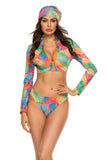 Printed Zip Up Three-Piece Swim Set - Trendsi - Flyclothing LLC