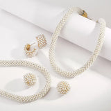 Pearl Embellished Earrings and Necklace Jewelry Set - Trendsi - Flyclothing LLC