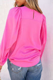 Round Neck Long Sleeve Blouse - Trendsi - Flyclothing LLC
