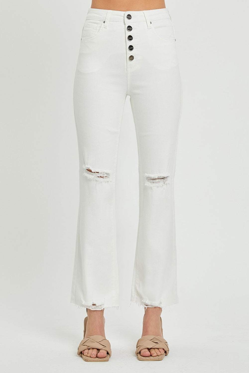 RISEN Full Size High Rise Button Fly Straight Ankle Jeans - Trendsi - Flyclothing LLC