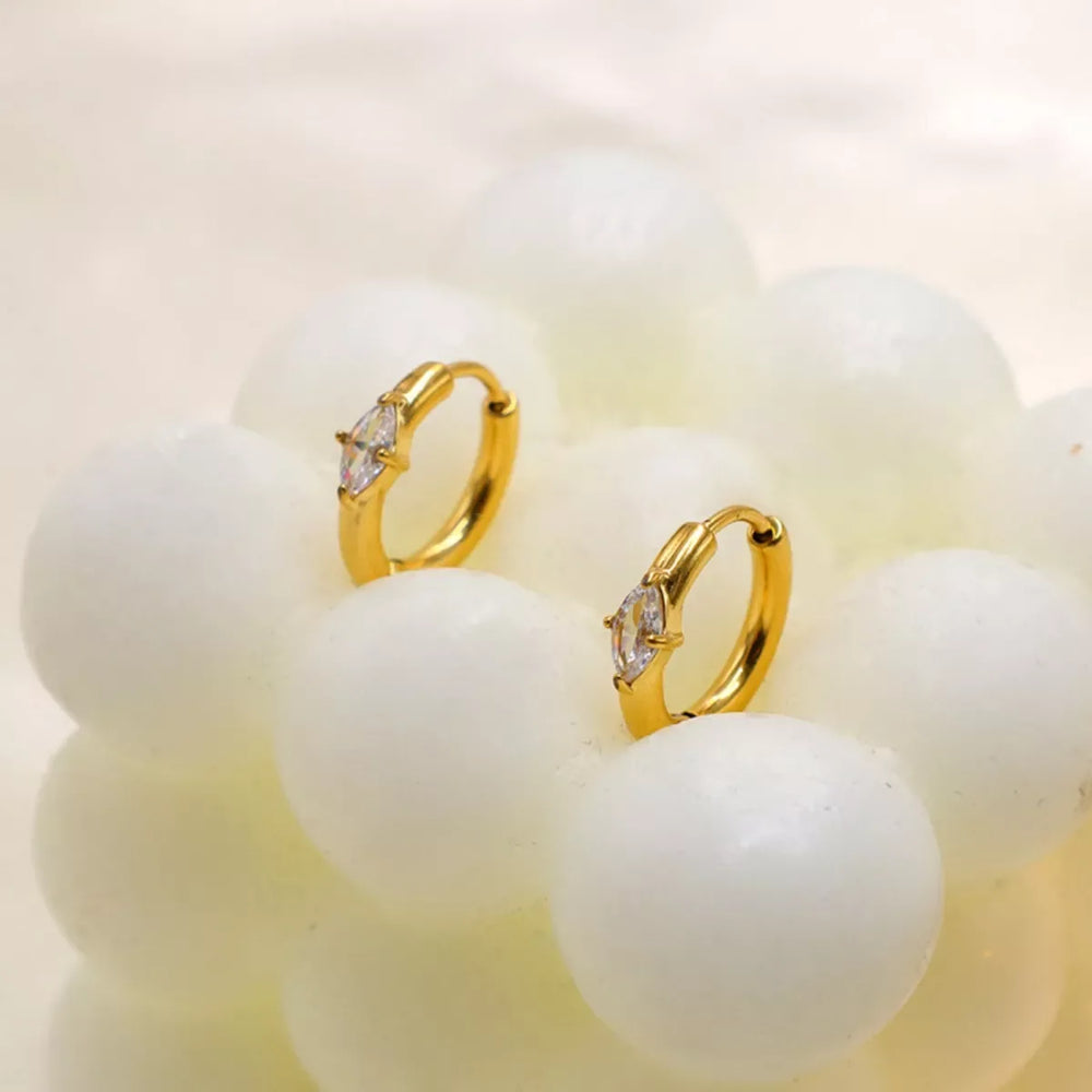 Stainless Steel Zircon Hoop Earrings - Trendsi - Flyclothing LLC