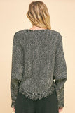 Davi & Dani Fringe Hem Overlapping Asymmetrical Crop Sweater - Trendsi