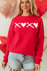 Valentine’s Day XOXO Round Neck Drop Shoulder Sweatshirt - Trendsi - Flyclothing LLC