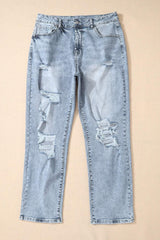 Distressed High Waist Jeans - Trendsi - Flyclothing LLC
